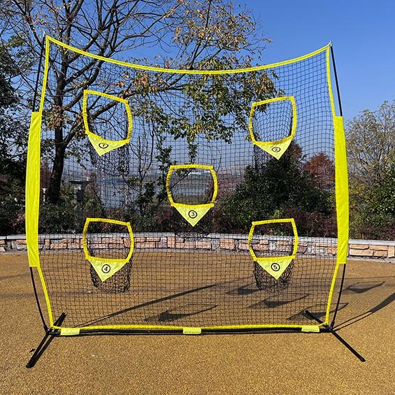 Football trainer throwing net