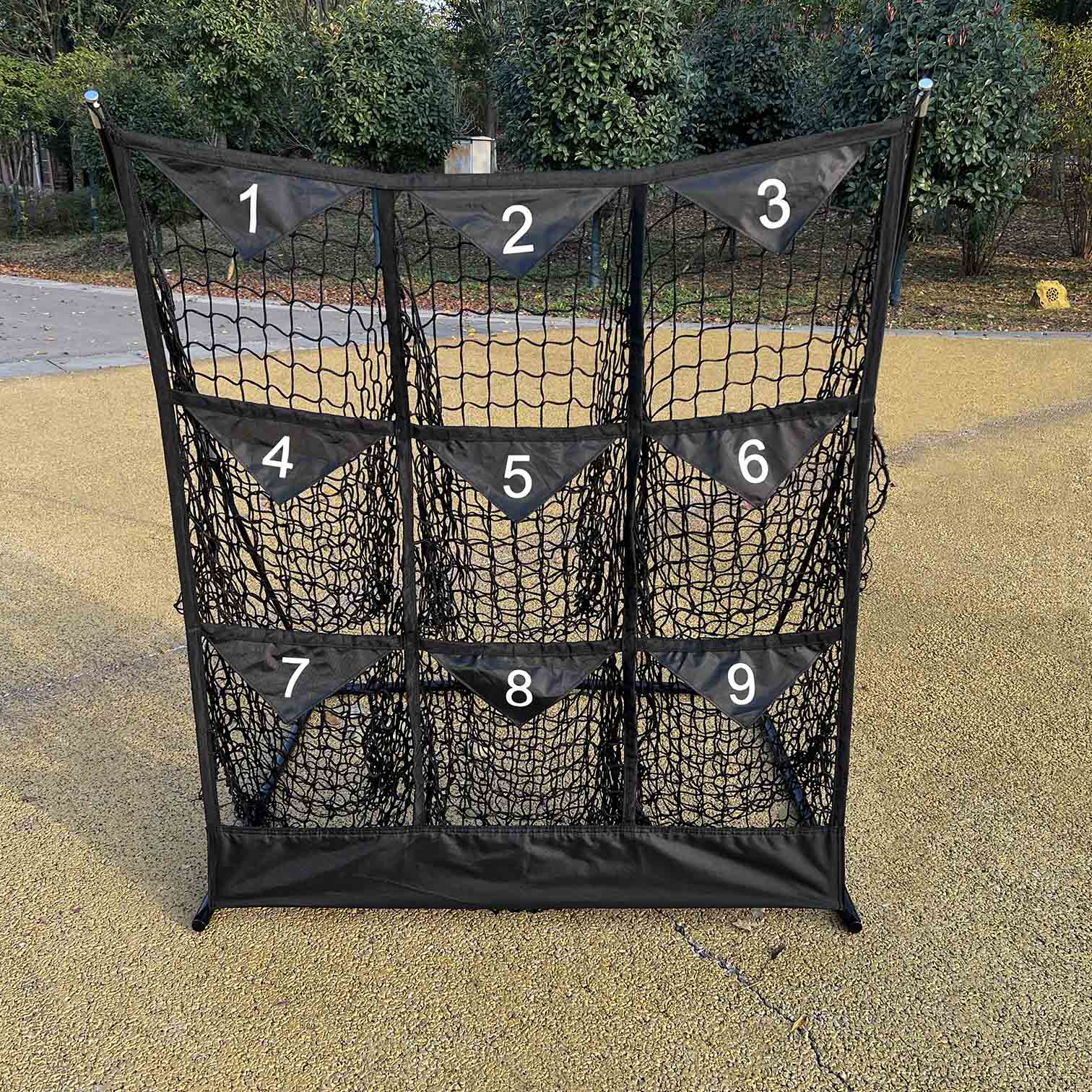 Baseball pitching net with pockets