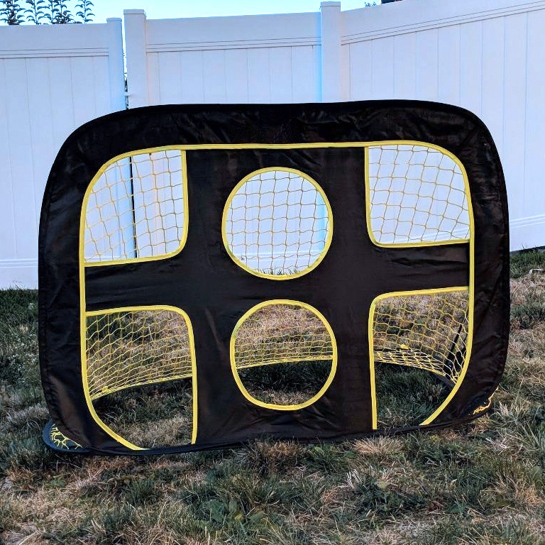 Pop up soccer goal with target