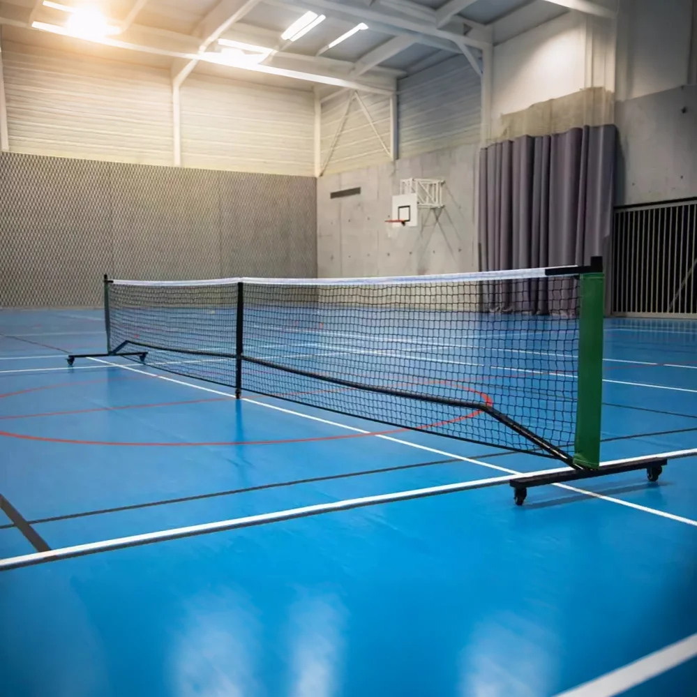 Portable pickleball net with wheels